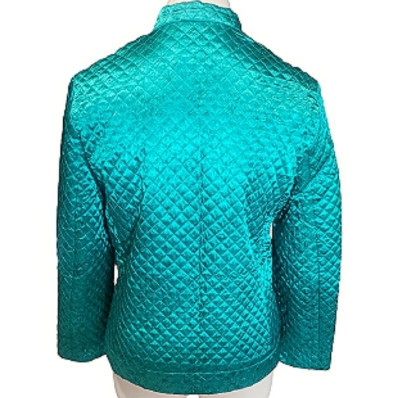 Vintage C.L.O.T.H.E.S Blazer Green XL Quilted Floral Print Asian Inspired Jacket - Picture 4 of 14